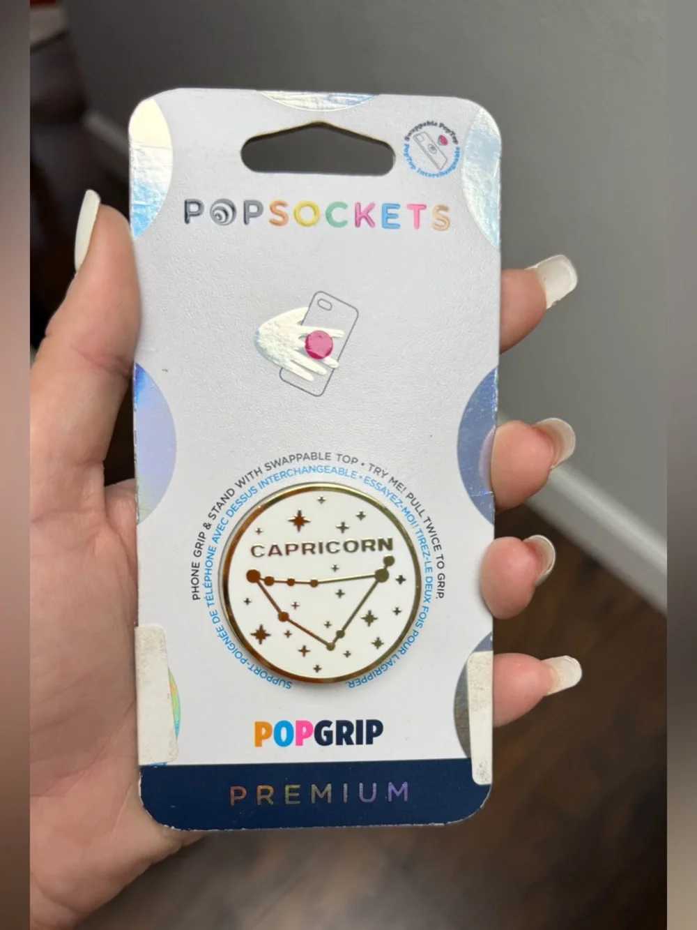 PopSockets PopGrip Premium Capricorn cell Phone Grip - White & Gold